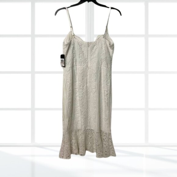 NWT Guess Lace Sweetheart Fit & Flare Dress Size 12 Crochet Mermaid Slip White - Picture 3 of 14